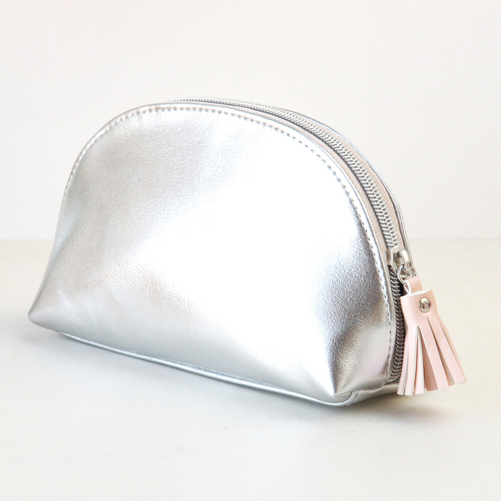 Silver Half Moon Cosmetic Bag By Caroline Gardner